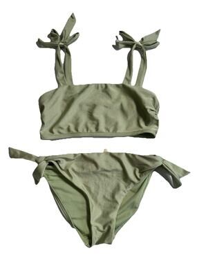 Chelsea & Violet Girls Bikini Size 10 Sage Green Tie Strap 2 Piece Swimsuit